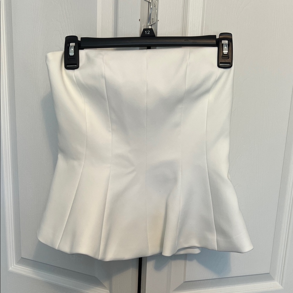 Zara White Strapless Peplum Top